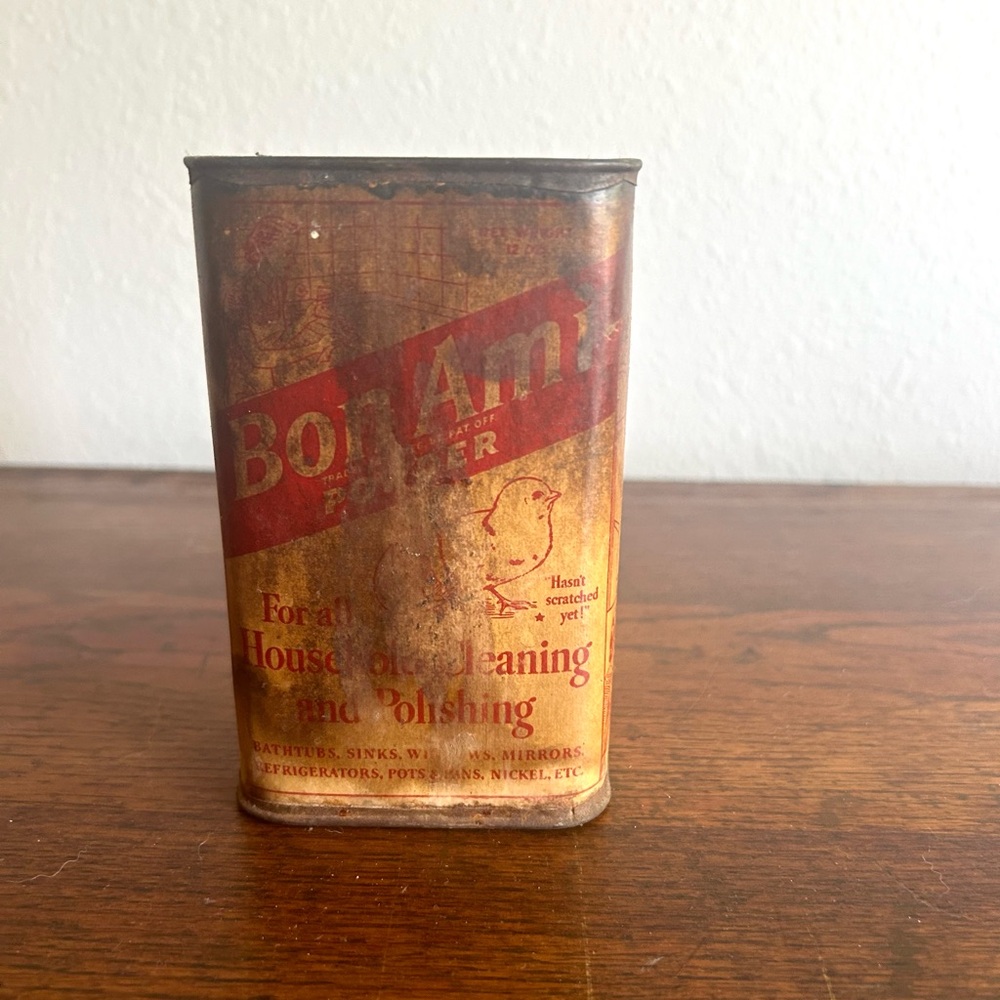 Vintage Tin Bon Ami Cleaning and Polishing Powder  5” height 3.25" x 2.25”